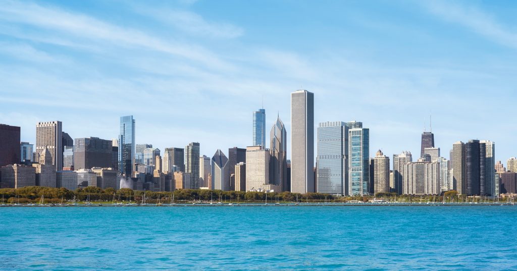 Chicago panorama on a sunny day, USA.